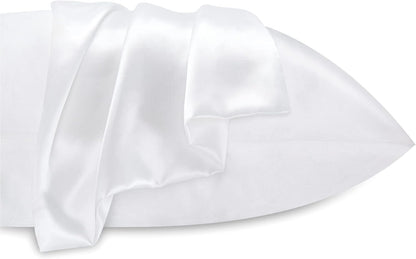 Mulberry Satin Silk Pillow Cover Set – 2-Pack with 3 Multicolor Scrunchies | 18"x28" | Envelope Closure | Hair & Skin Friendly Pillowcases