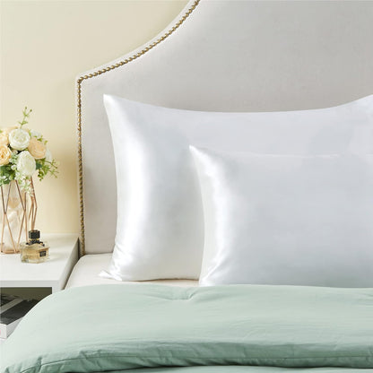 Mulberry Satin Silk Pillow Cover Set – 2-Pack with 3 Multicolor Scrunchies | 18"x28" | Envelope Closure | Hair & Skin Friendly Pillowcases