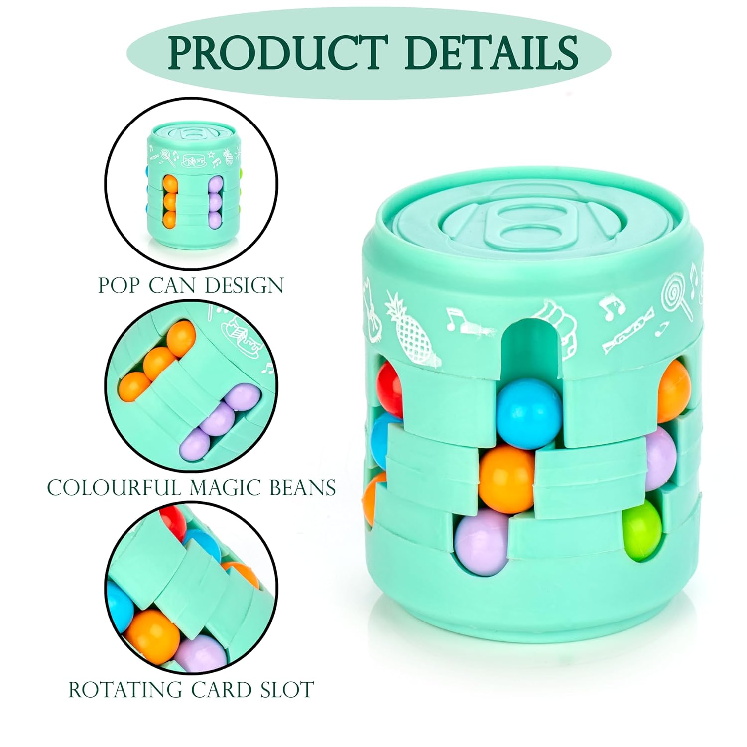 Magic Bean Rotating Cube,Creative Educational Toy, Magic Beans, Stress Relief Bean for Kids