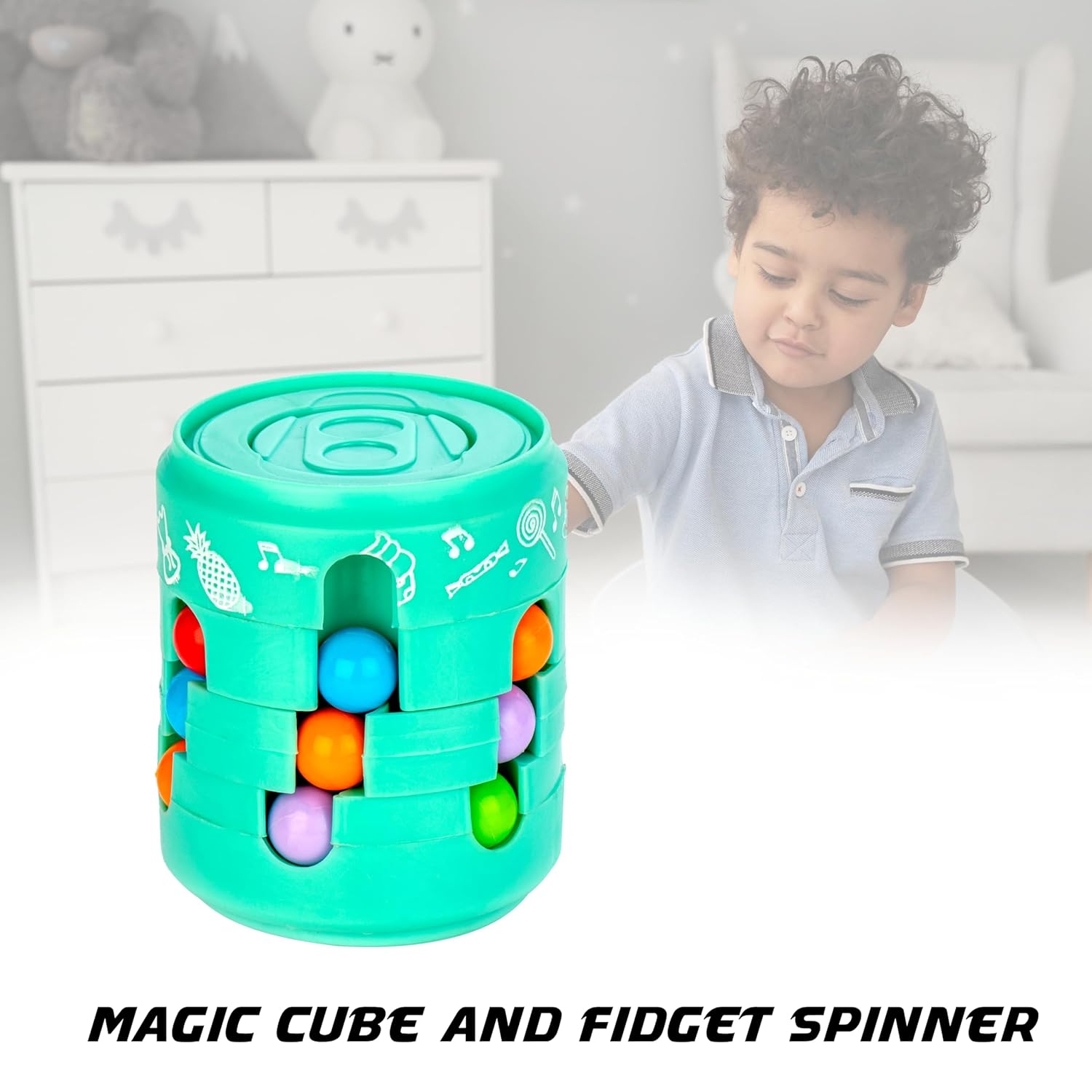 Magic Bean Rotating Cube,Creative Educational Toy, Magic Beans, Stress Relief Bean for Kids