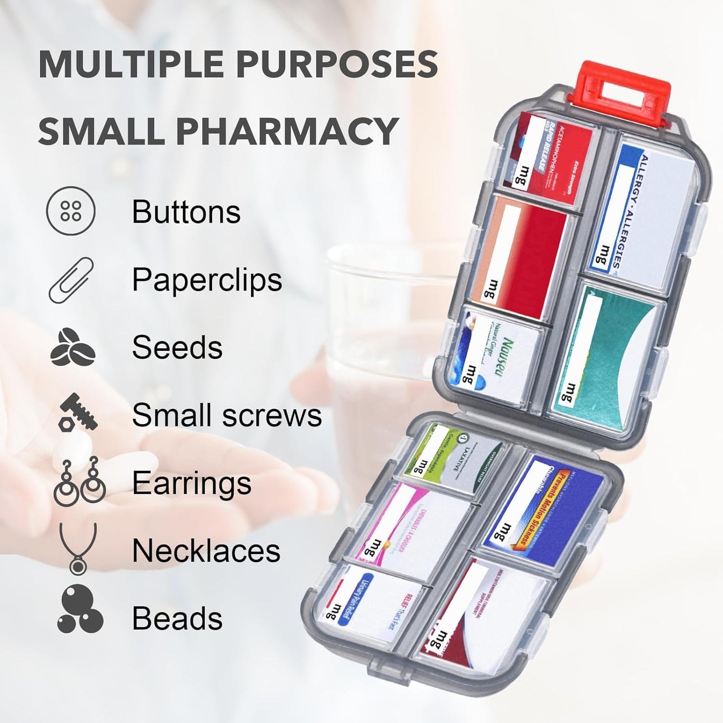 Medicine Pill Box with Travel Medicine Case Kit